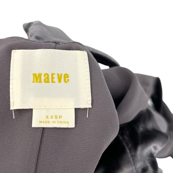 Anthropologie Maeve Monique Jumpsuit Suspender Wide Leg Velvet Gray XXS Petite - Picture 9 of 11